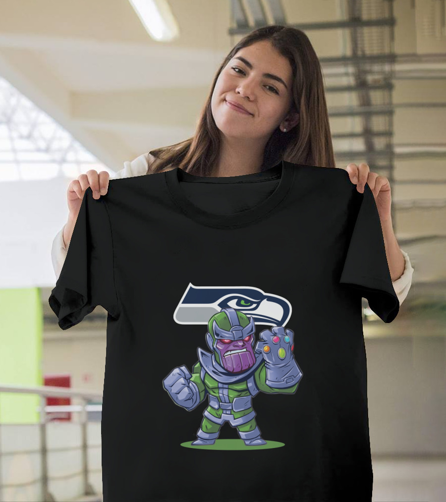 Thanos Meets Seattle Seahawks Iconic Football Mashup T-Shirt