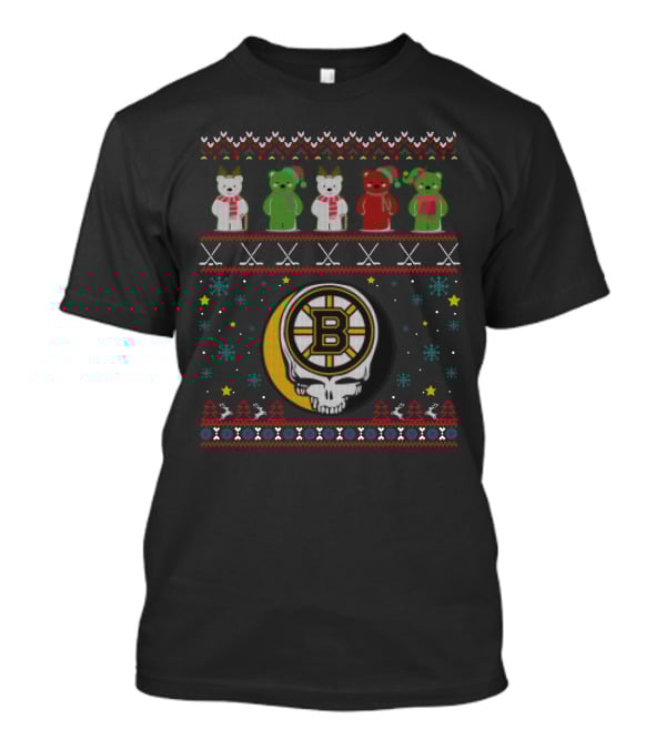Boston Bruins Grateful Dead Bears Ugly Christmas T-Shirt