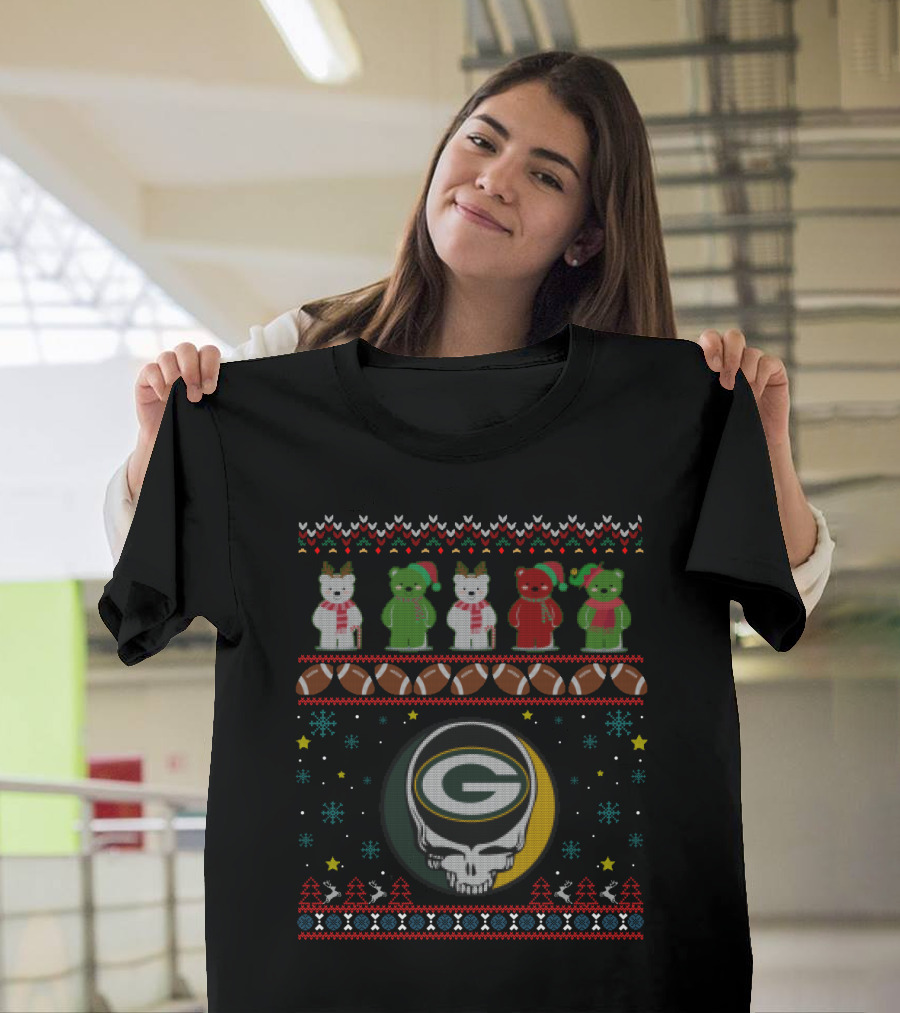 Green Bay Packers Grateful Dead Bears Christmas T-Shirt