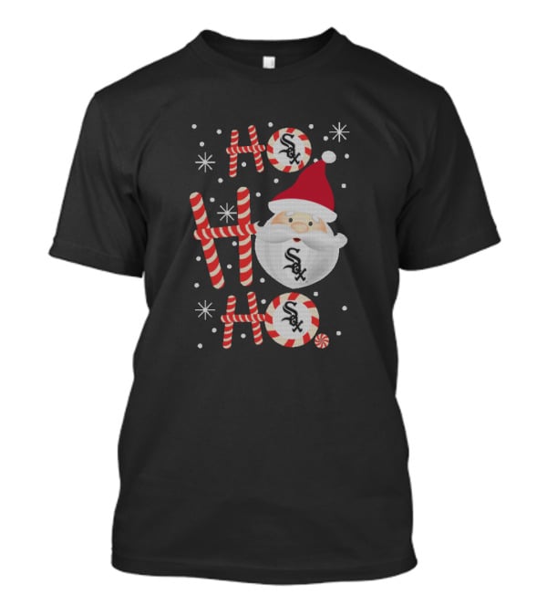 Ho Ho Ho Santa Christmas Chicago White Sox Fans Festive Candy Cane Snowflakes T-Shirt