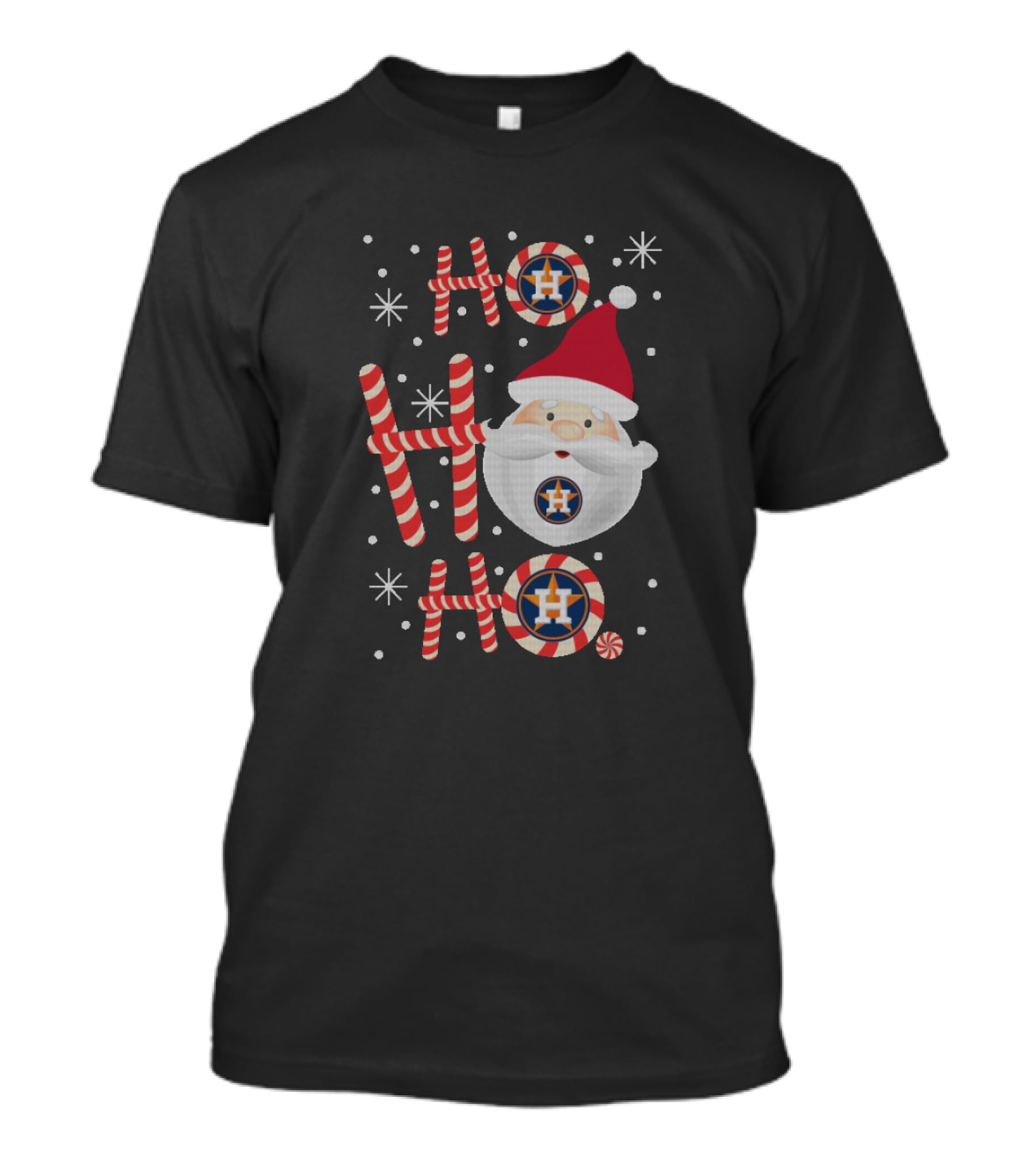 Ho Ho Ho Xmas Santa For Houston Astros Fans With Candy Cane And Baseball T-Shirt