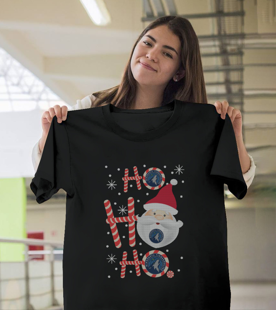 Santa Ho Ho Ho Christmas For Minnesota Timberwolves Fan T-Shirt