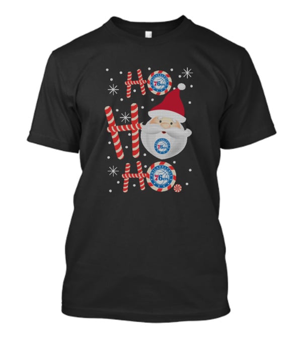 Ho Ho Ho Christmas Santa Philadelphia 76ers Fans Snowflakes T-Shirt