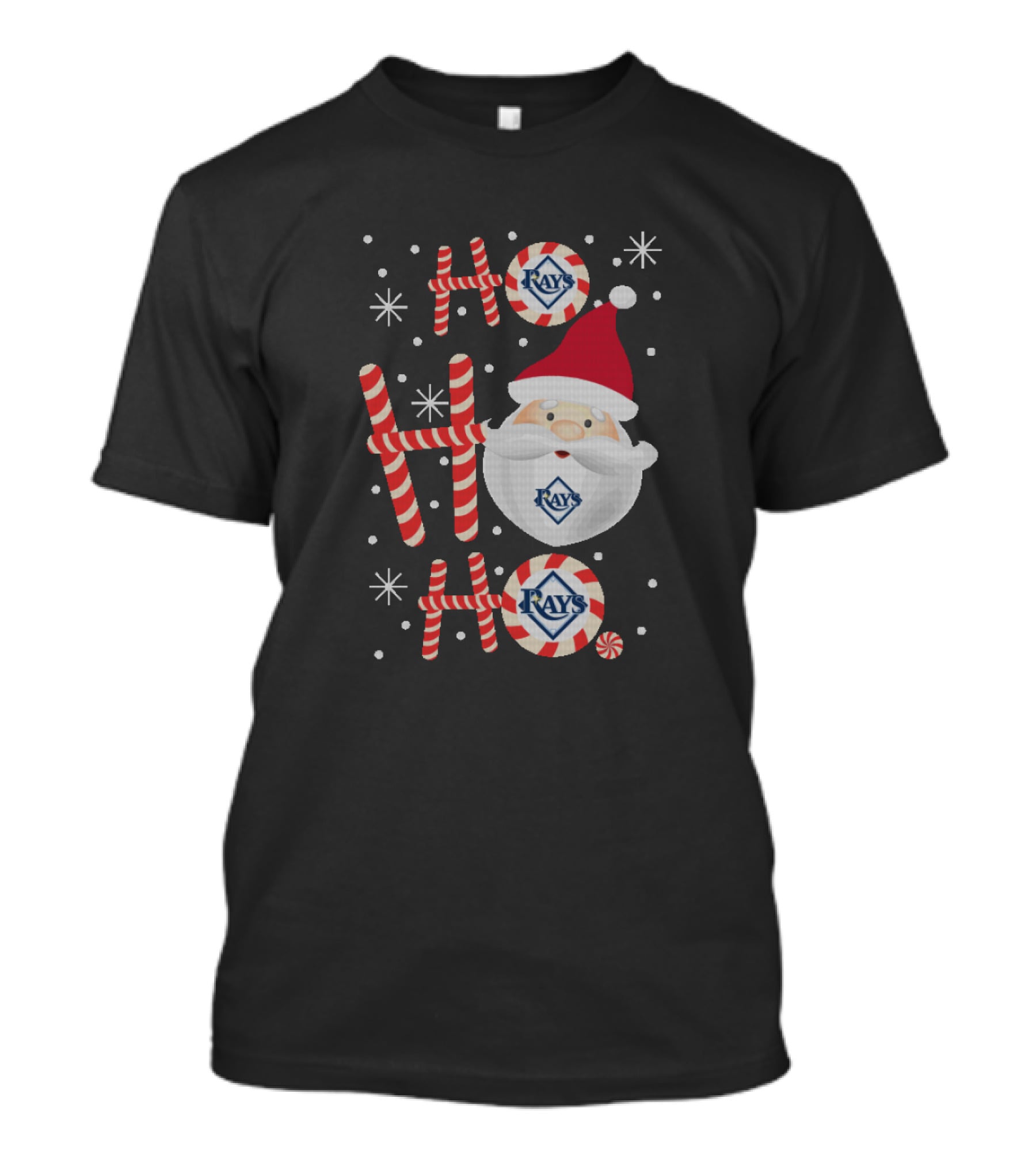 Ho Ho Ho Tampa Bay Rays Christmas Santa Candy Cane T-Shirt