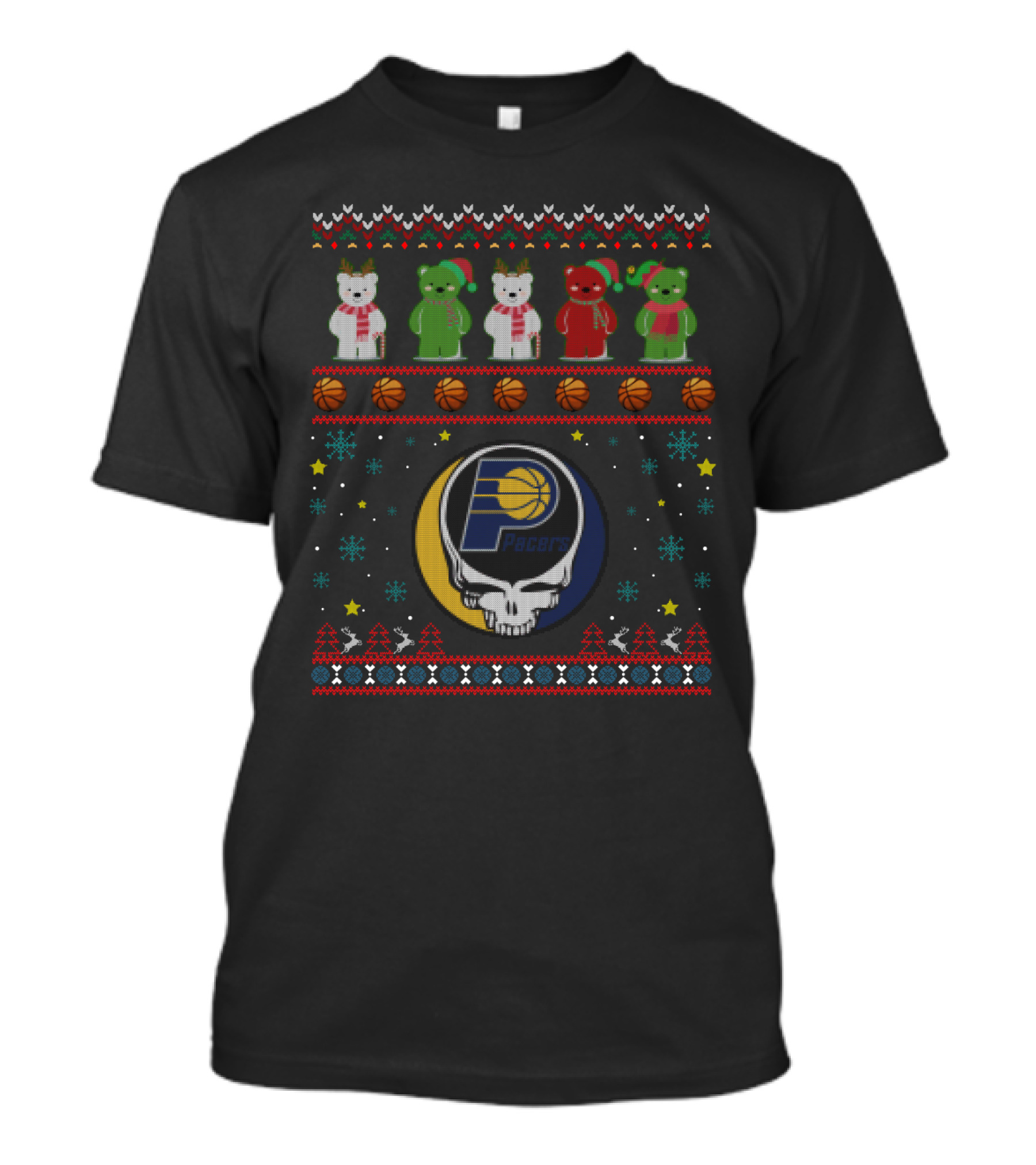Indiana Pacers Grateful Dead Bears Christmas T-Shirt