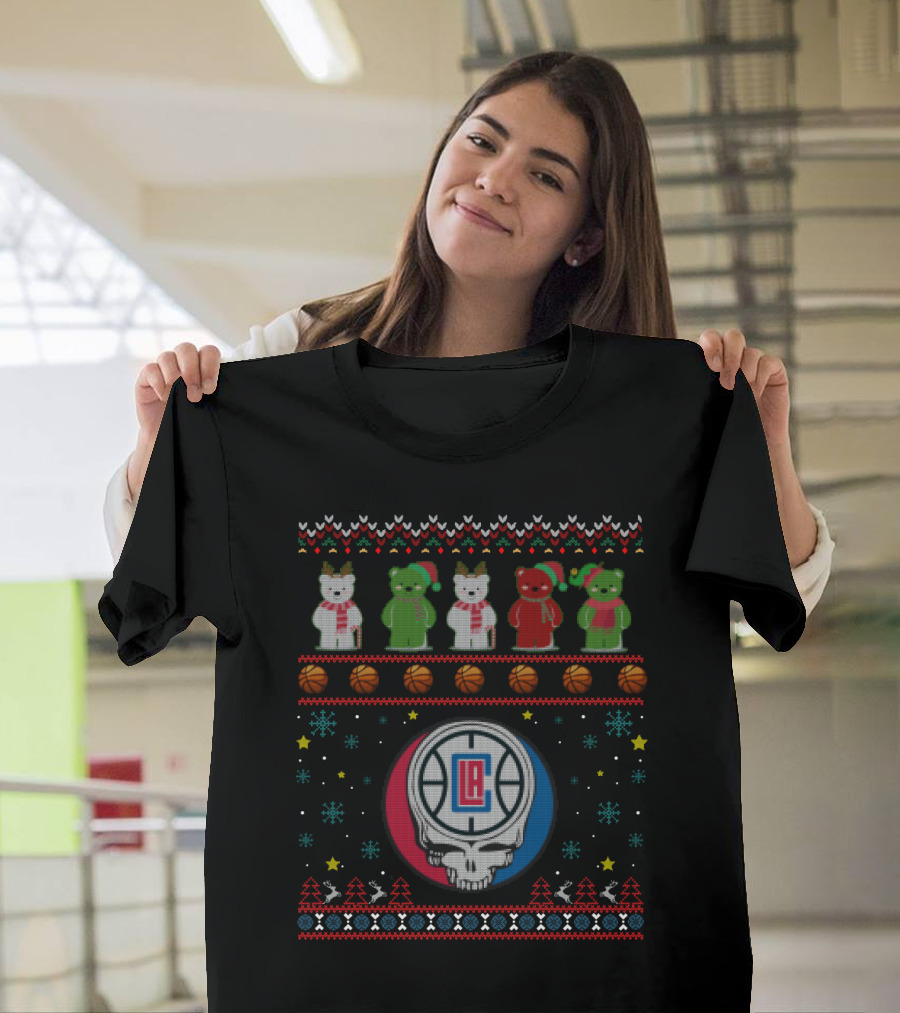 La Clippers Grateful Dead Bears Christmas Ugly T-Shirt
