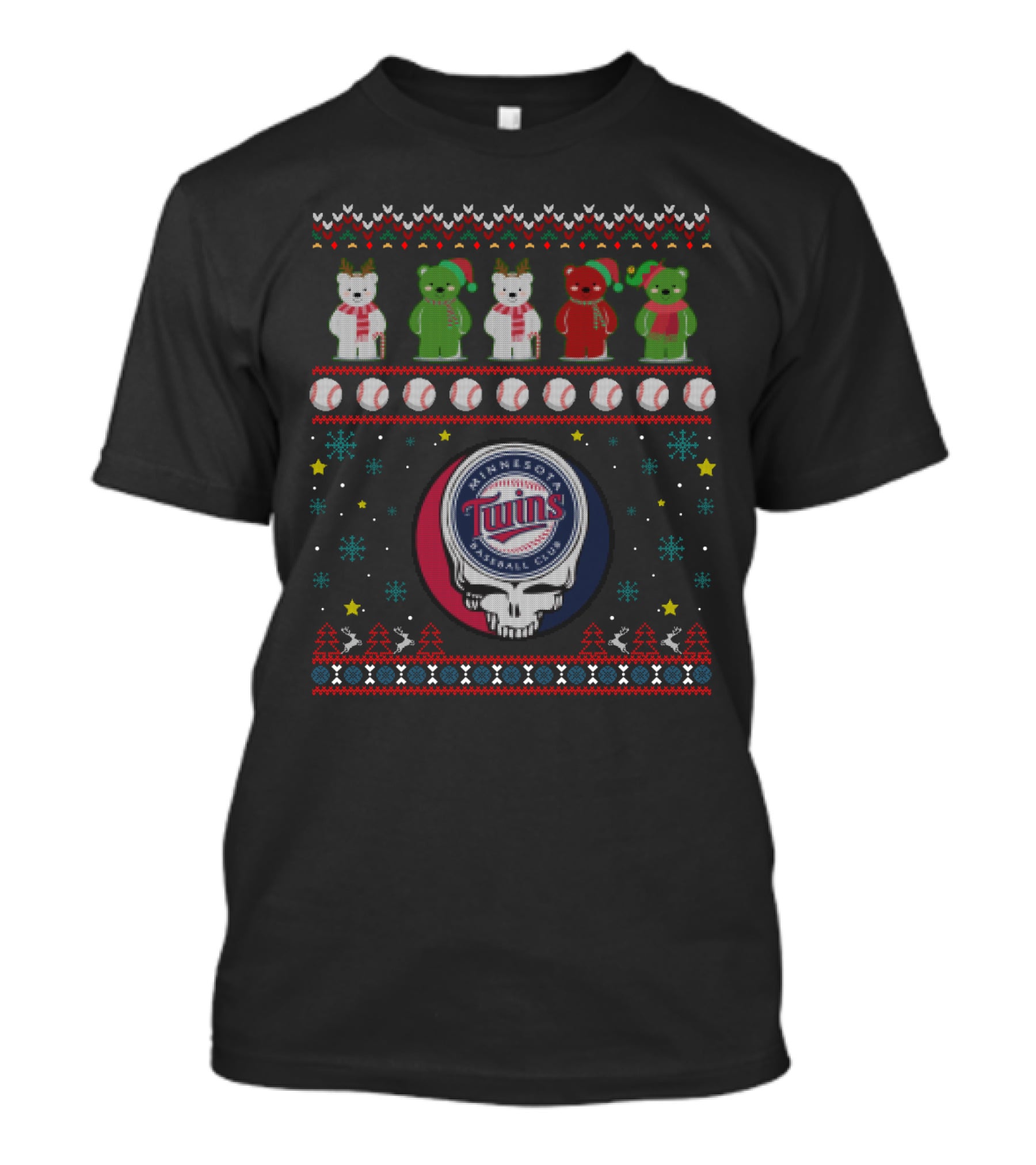 Minnesota Twins Grateful Dead Bears Baseball Holiday T-Shirt
