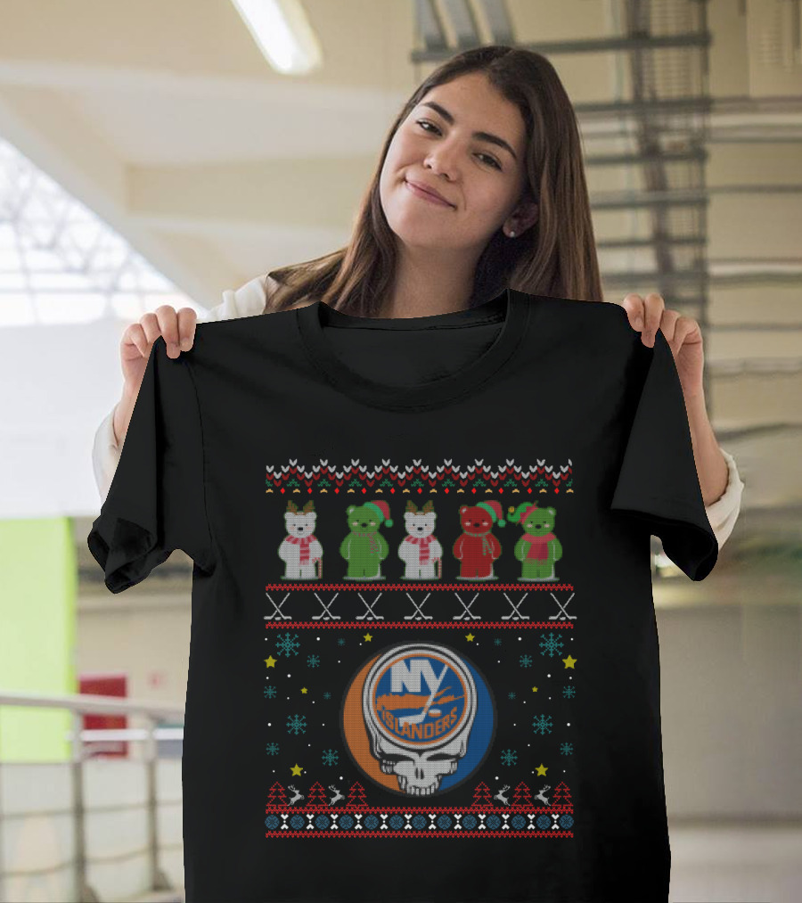 New York Islanders Grateful Dead Bears Holiday T-Shirt