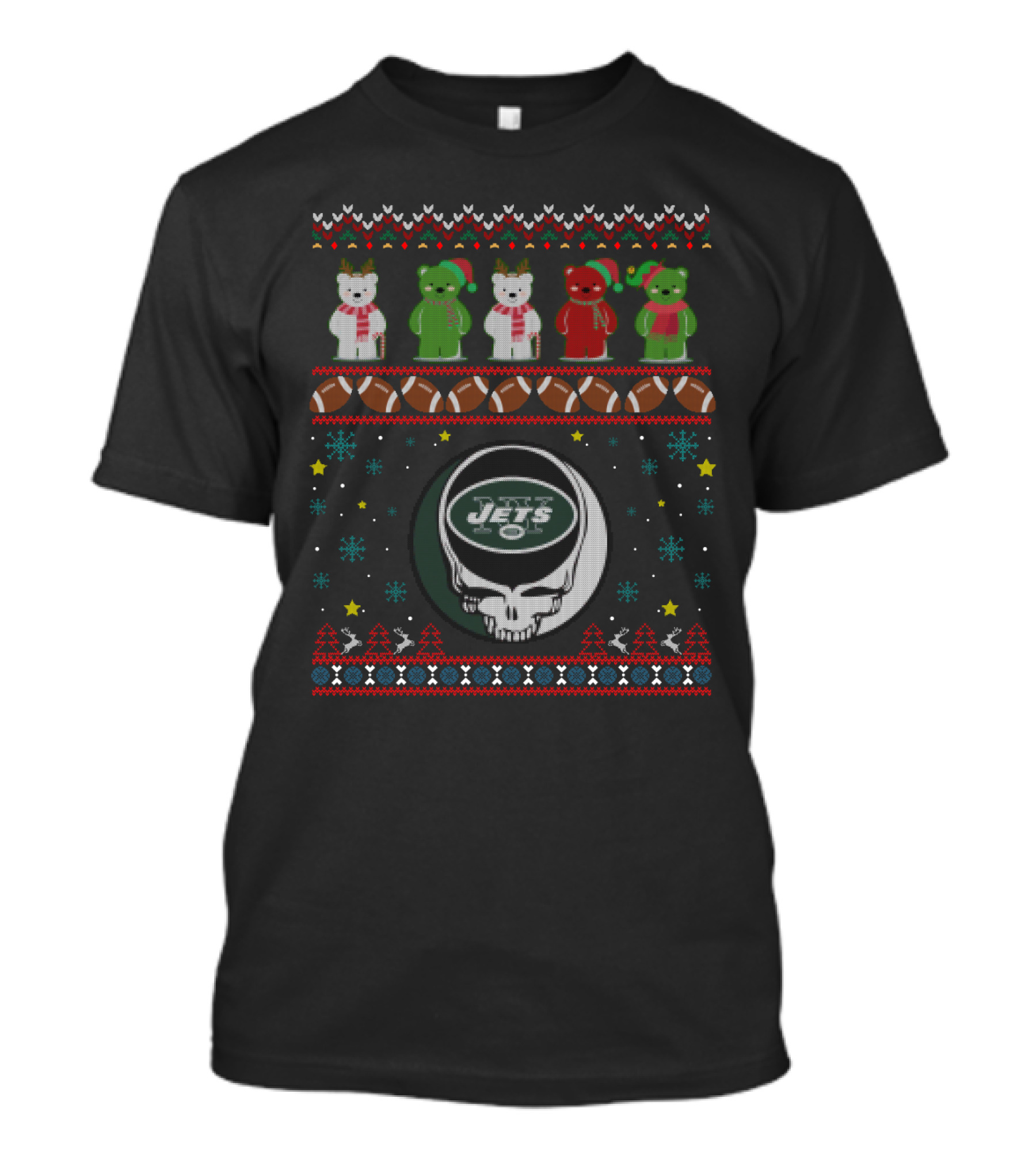 New York Jets Grateful Dead Bears Christmas T-Shirt