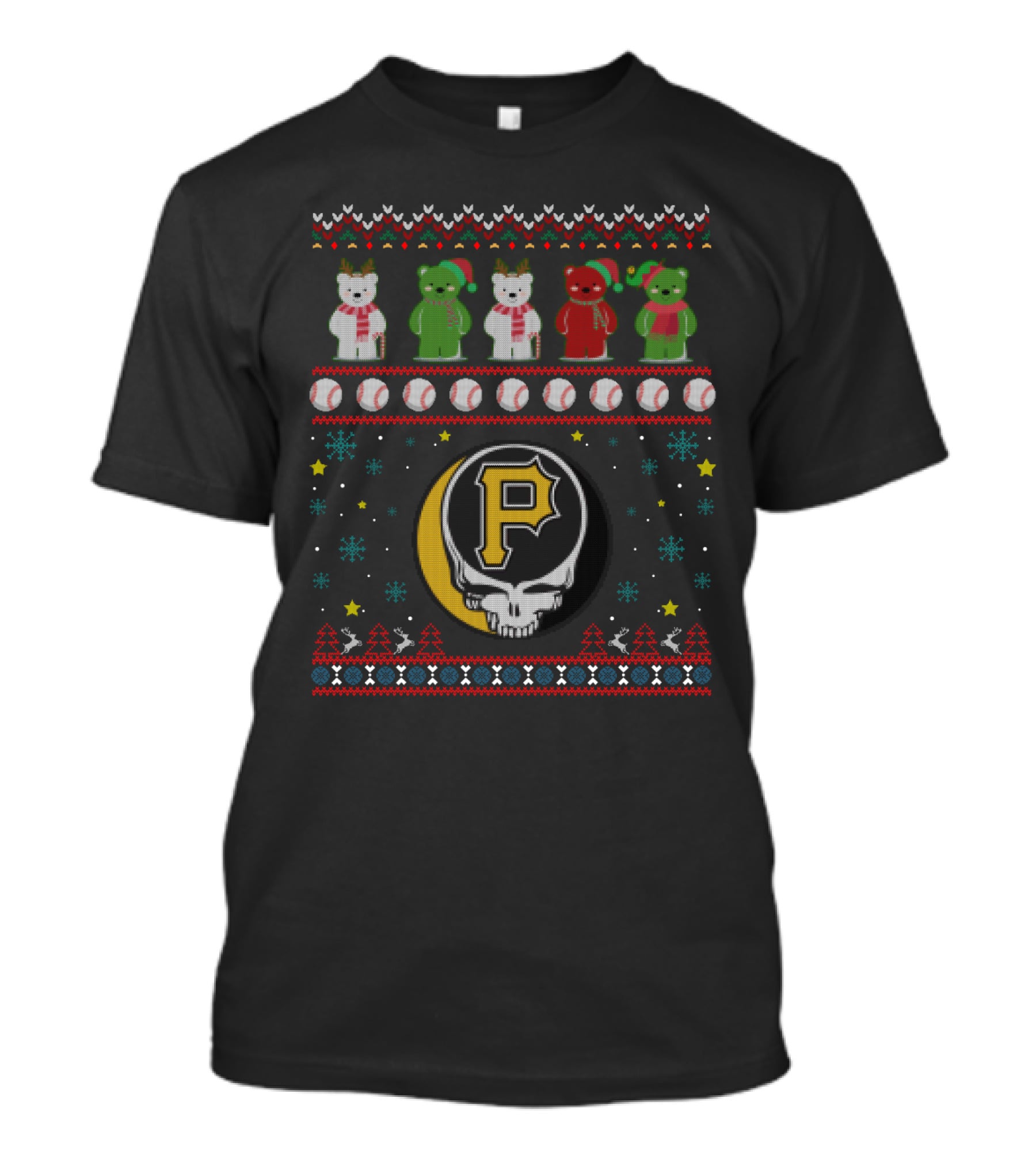 Pittsburgh Pirates Grateful Dead Bears Ugly Christmas T-Shirt