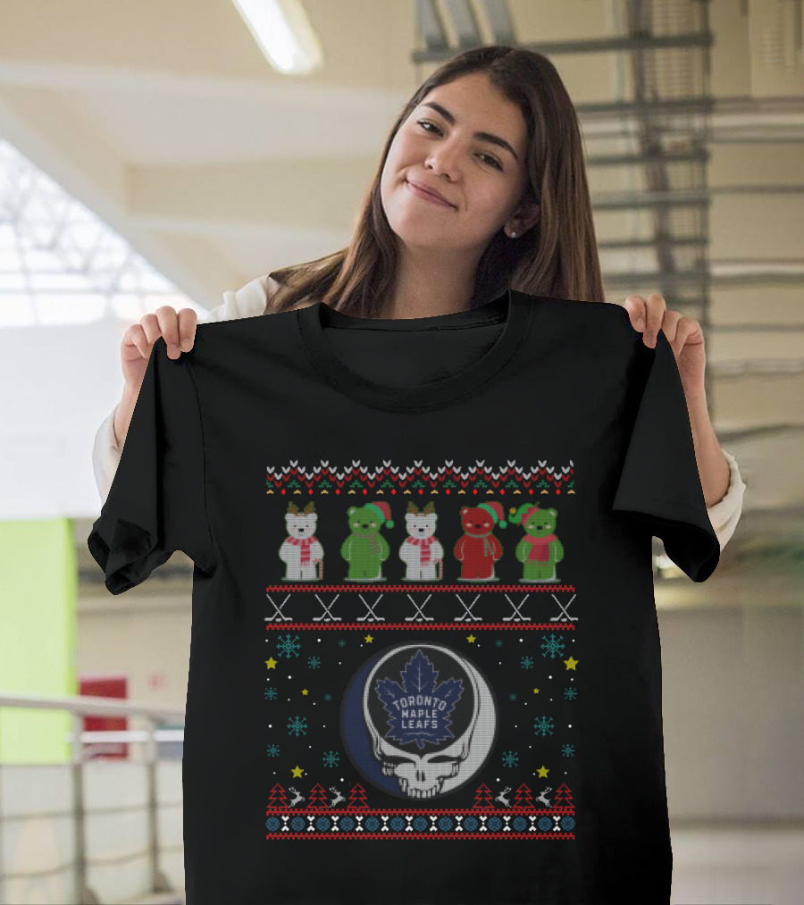 Toronto Maple Leafs Grateful Dead Bears Winter Holiday Themed T-Shirt