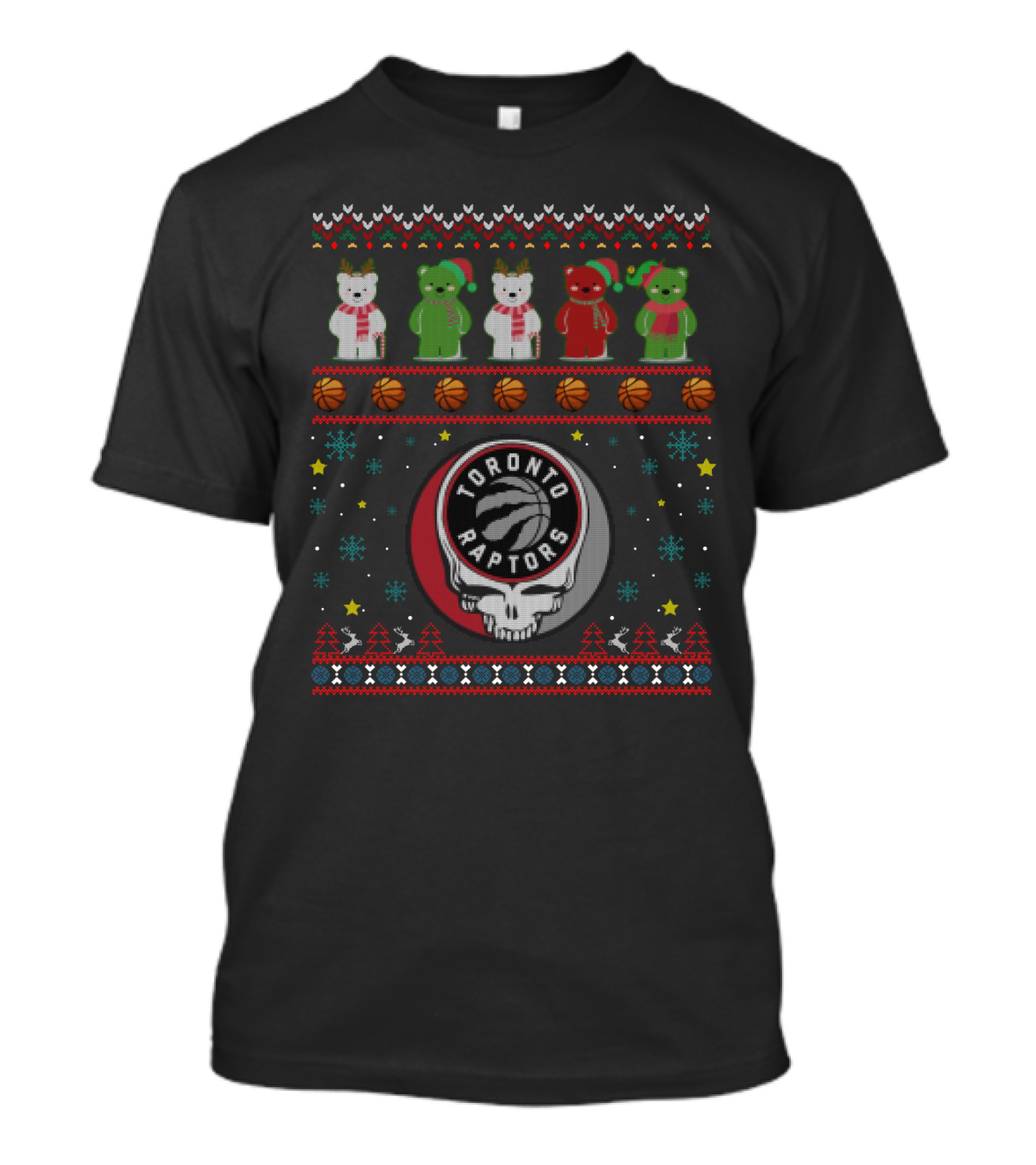 Toronto Raptors Grateful Dead Bears Christmas T-Shirt
