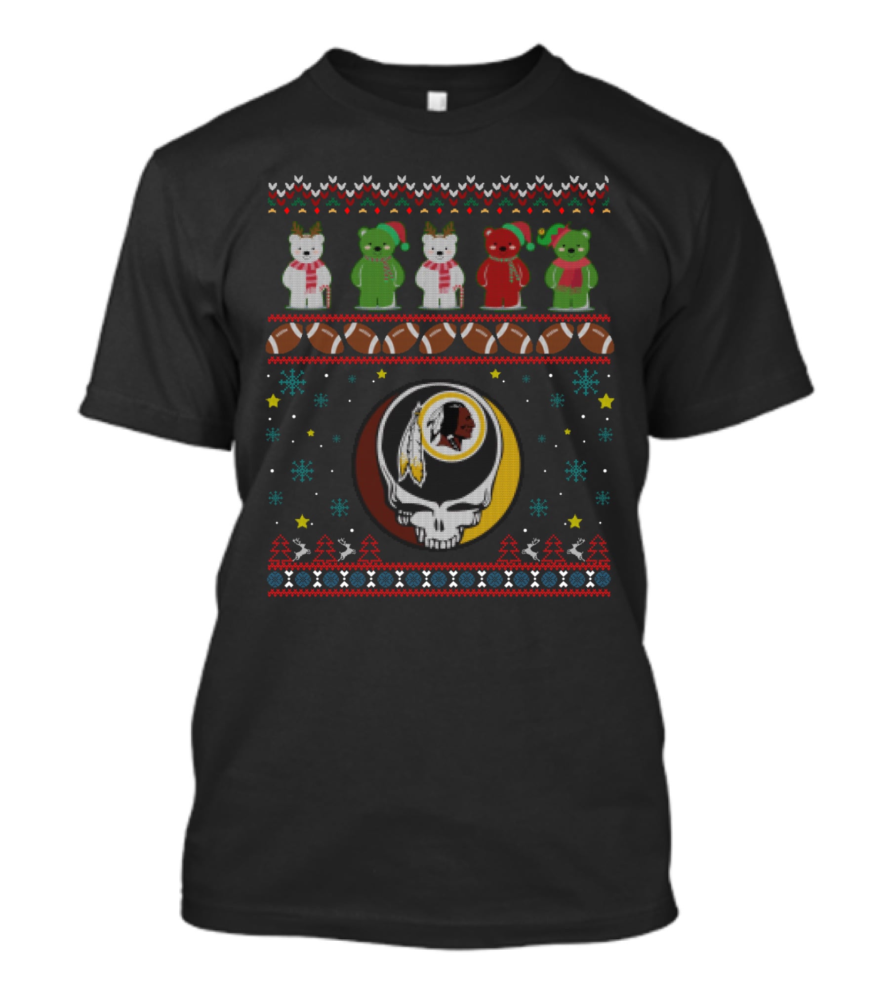 Washington Redskins Grateful Dead Bears Christmas Sweater Nfl T-Shirt