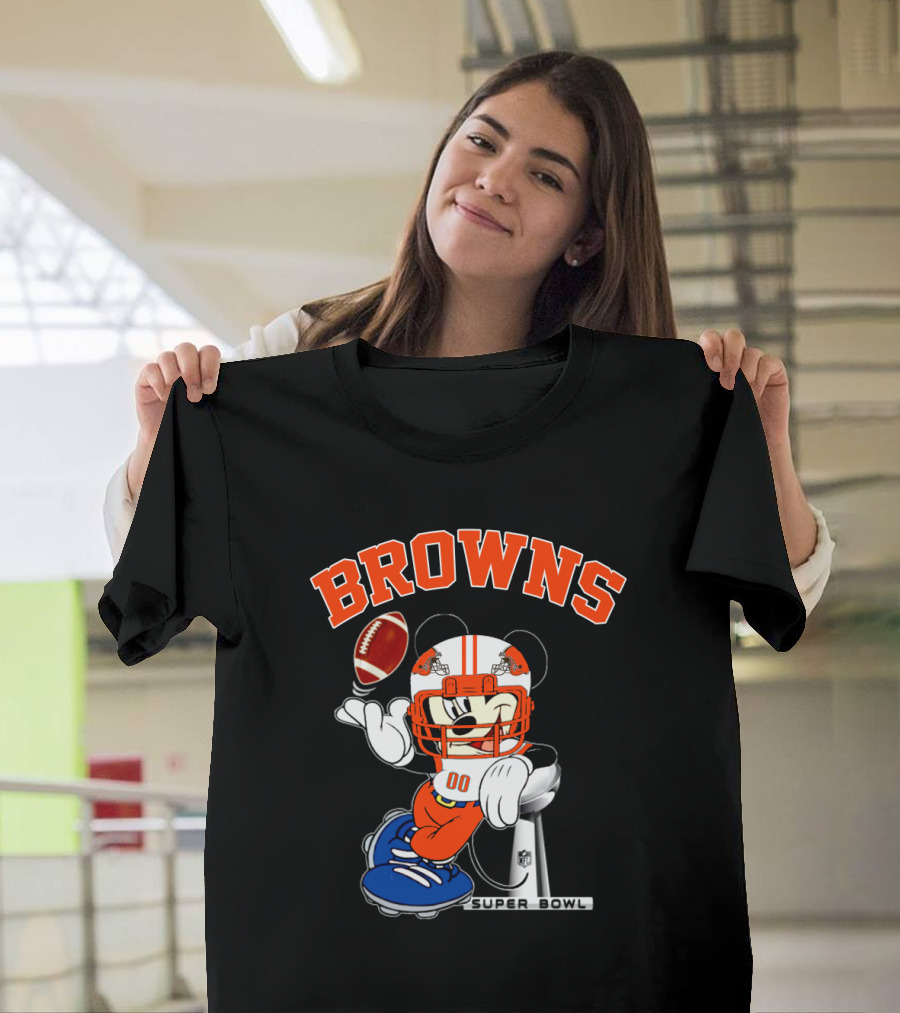 Browns Mickey Nfl Super Bowl Football T-Shirt