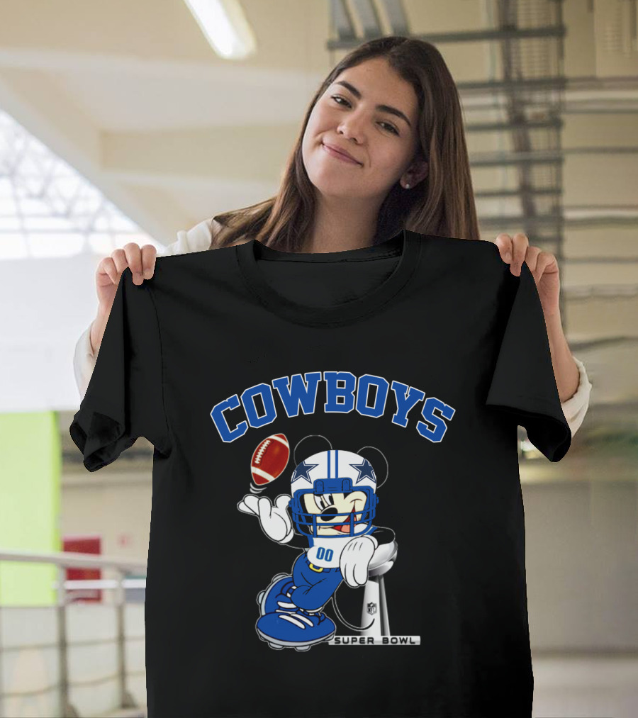 Cowboys Mickey Mouse Nfl Super Bowl Football T-Shirt