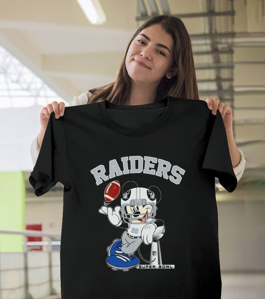 Raiders Mickey Mouse Nfl Super Bowl Football T-Shirt
