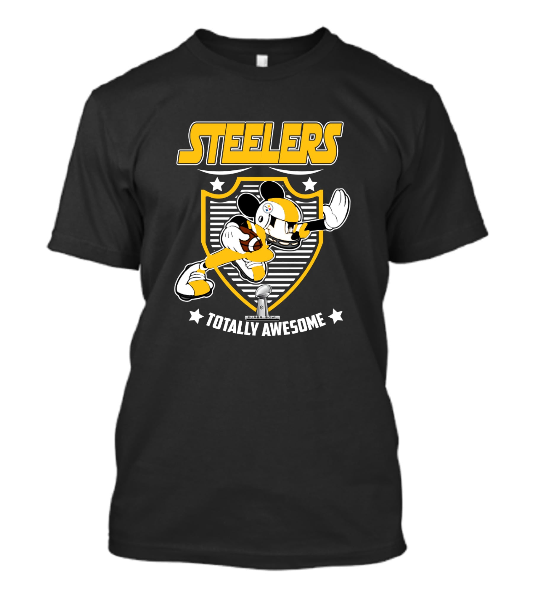 Steelers Totally Awesome Mickey Fans Running Football Theme T-Shirt