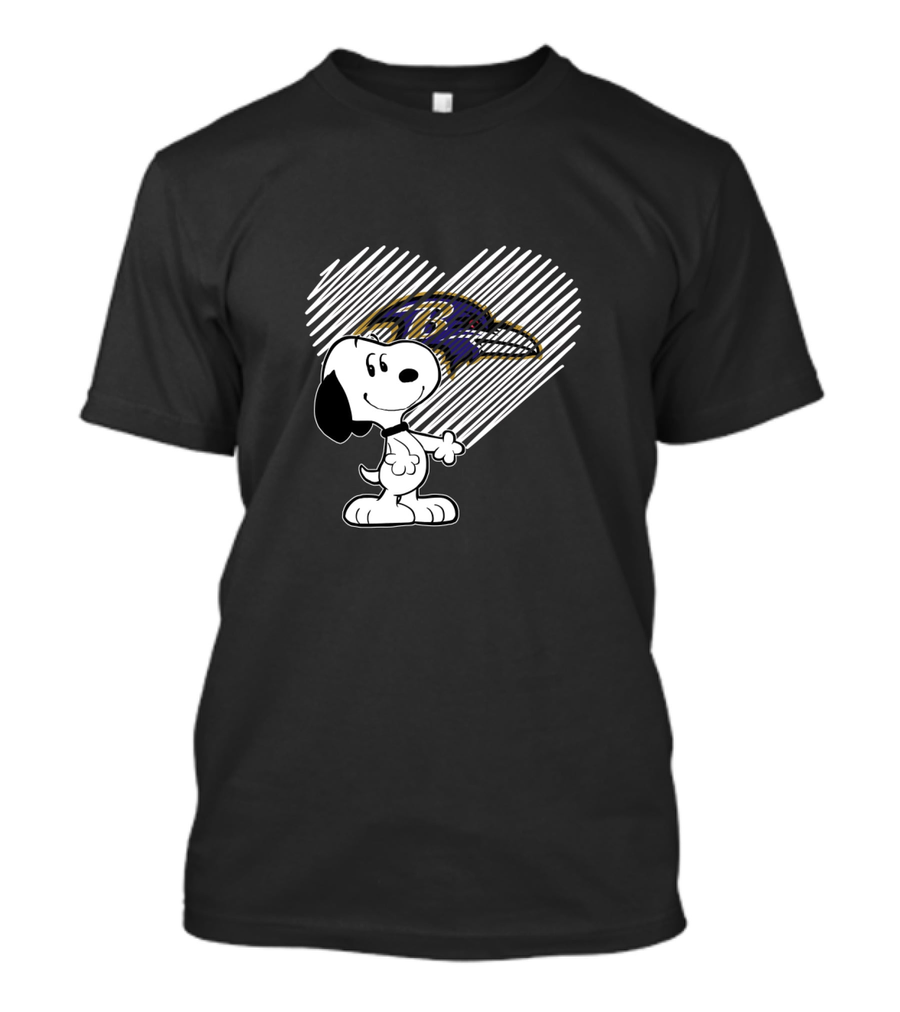 Snoopy Heart Baltimore Ravens Fan Love Ravens Nfl Peanuts T-Shirt