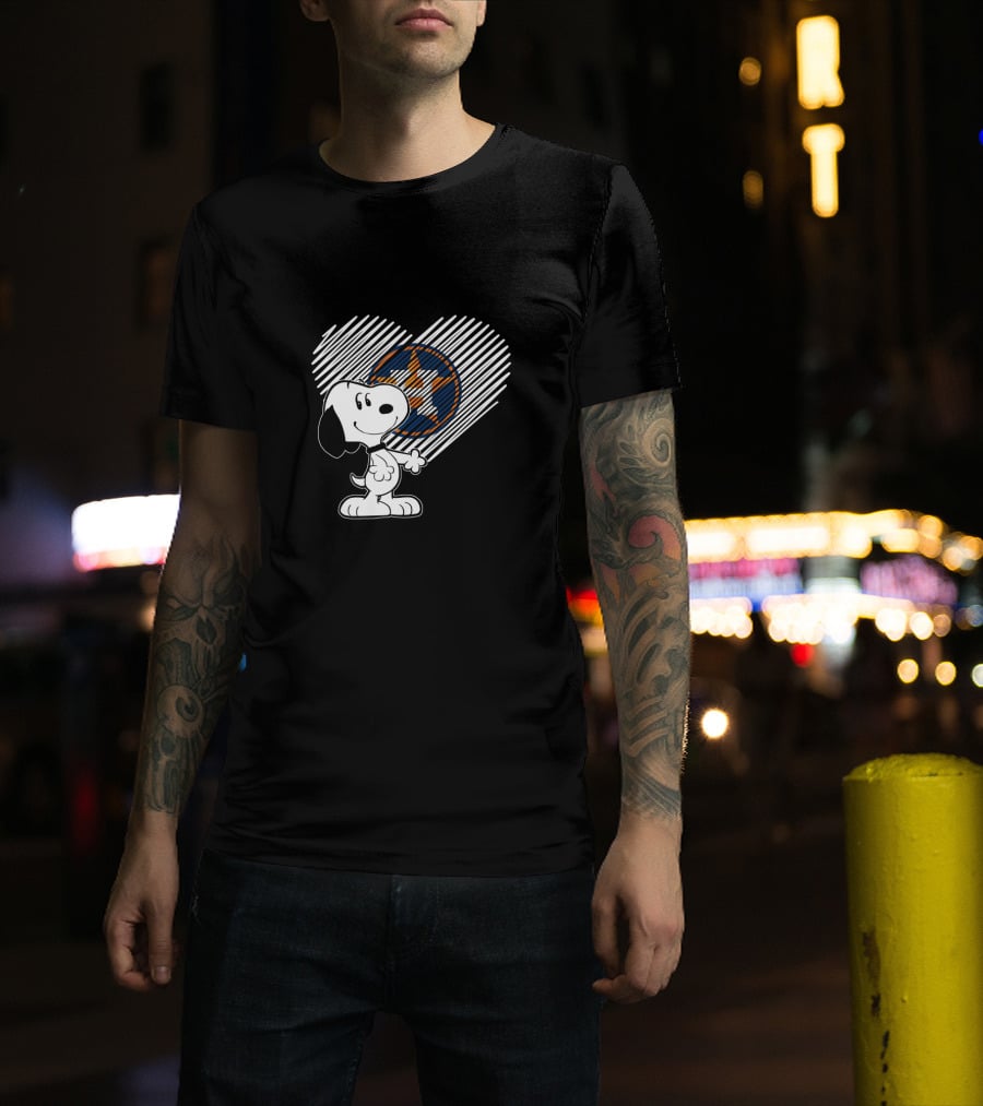 Snoopy Heart With Houston Astros Star T-Shirt
