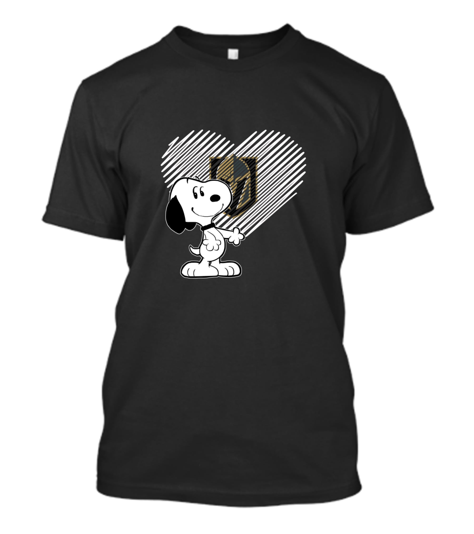 Snoopy Heart Logo Vegas Golden Knights Peanuts Hockey Fandom T-Shirt