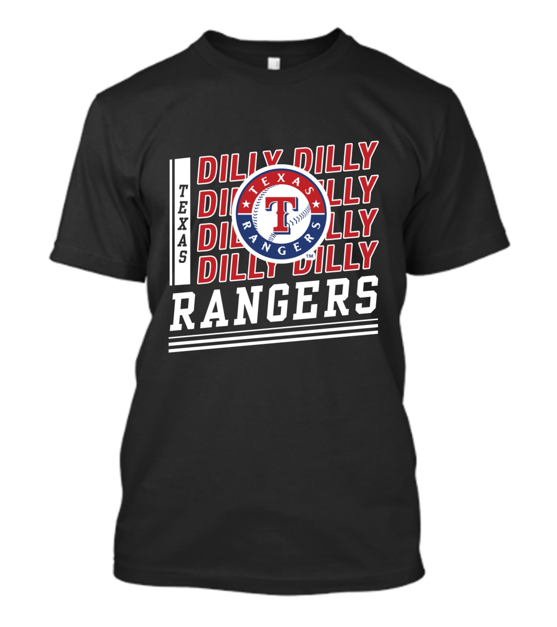 Texas Rangers Dilly Dilly Logo Pattern With Baseball T-Shirt