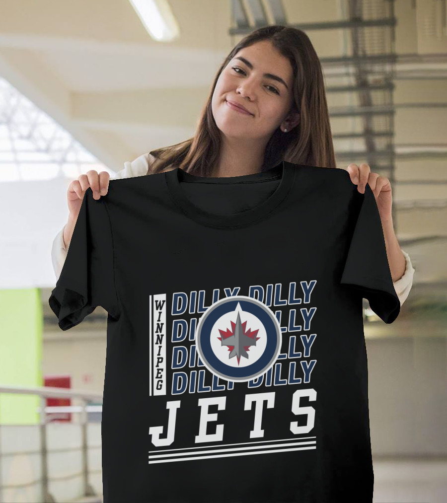Winnipeg Jets Logo With Repeated Dilly Dilly Phrase T-Shirt
