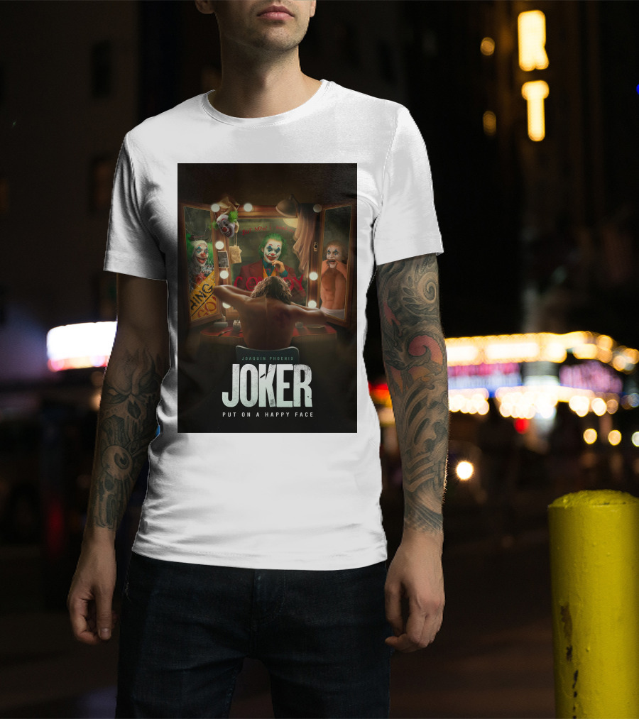 Joaquin Phoenix Joker Put On A Happy Face Mirror Reflection T-Shirt