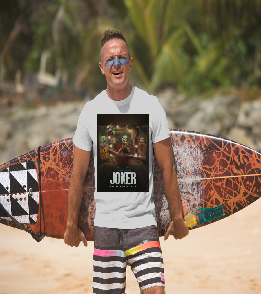 Joaquin Phoenix Joker Put On A Happy Face Mirror Reflection T-Shirt