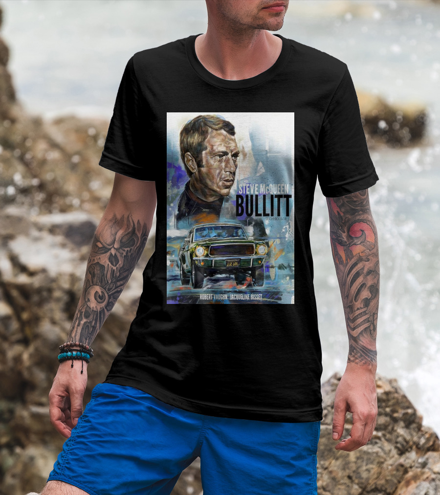 Steve Mcqueen Bullitt Robert Vaughn Jacqueline Bisset Technicolor Movie T-Shirt