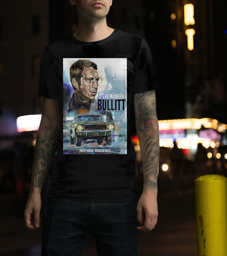 Steve Mcqueen Bullitt Robert Vaughn Jacqueline Bisset Technicolor Movie T-Shirt