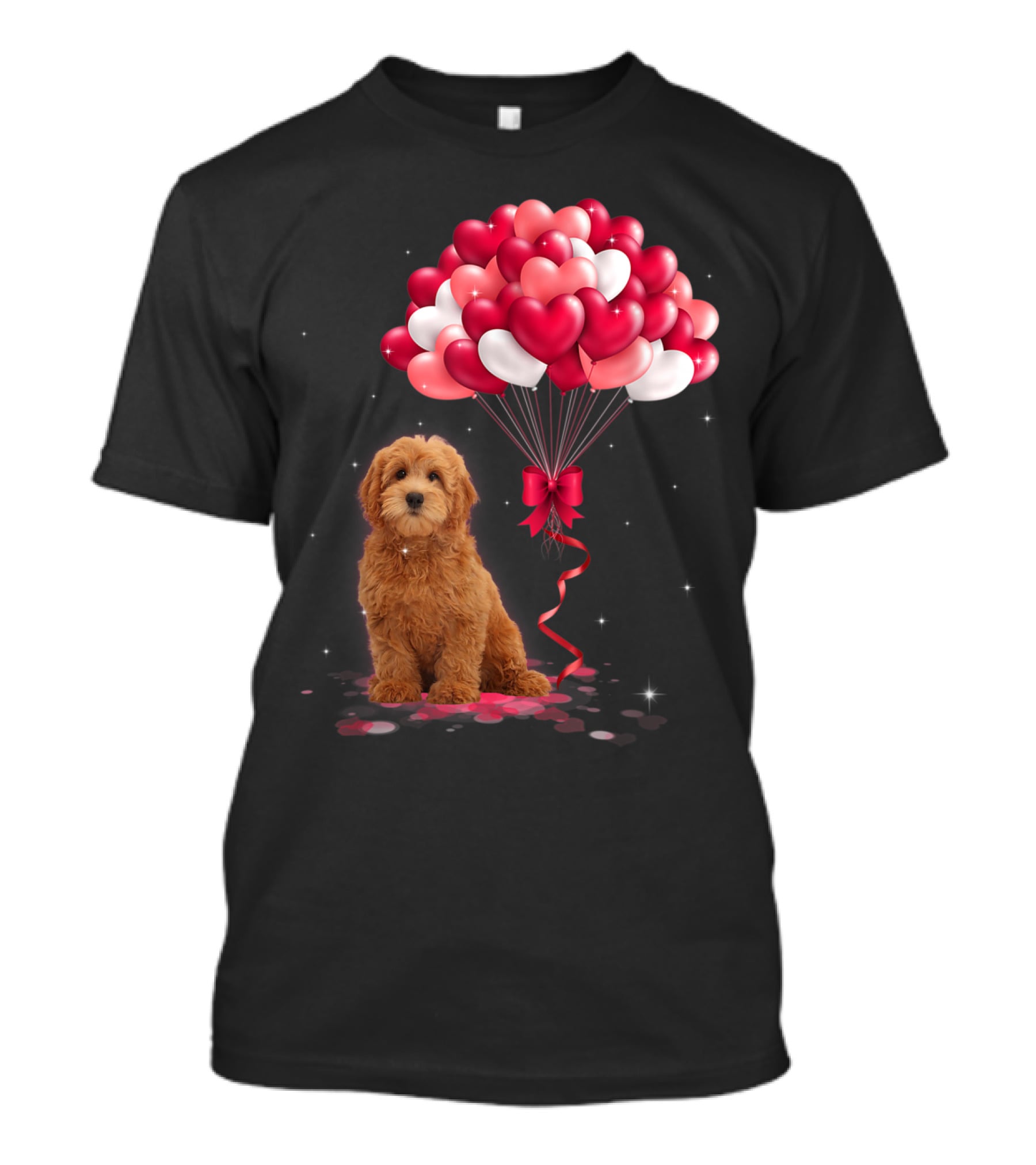 Goldendoodle Puppy With Heart Balloons T-Shirt