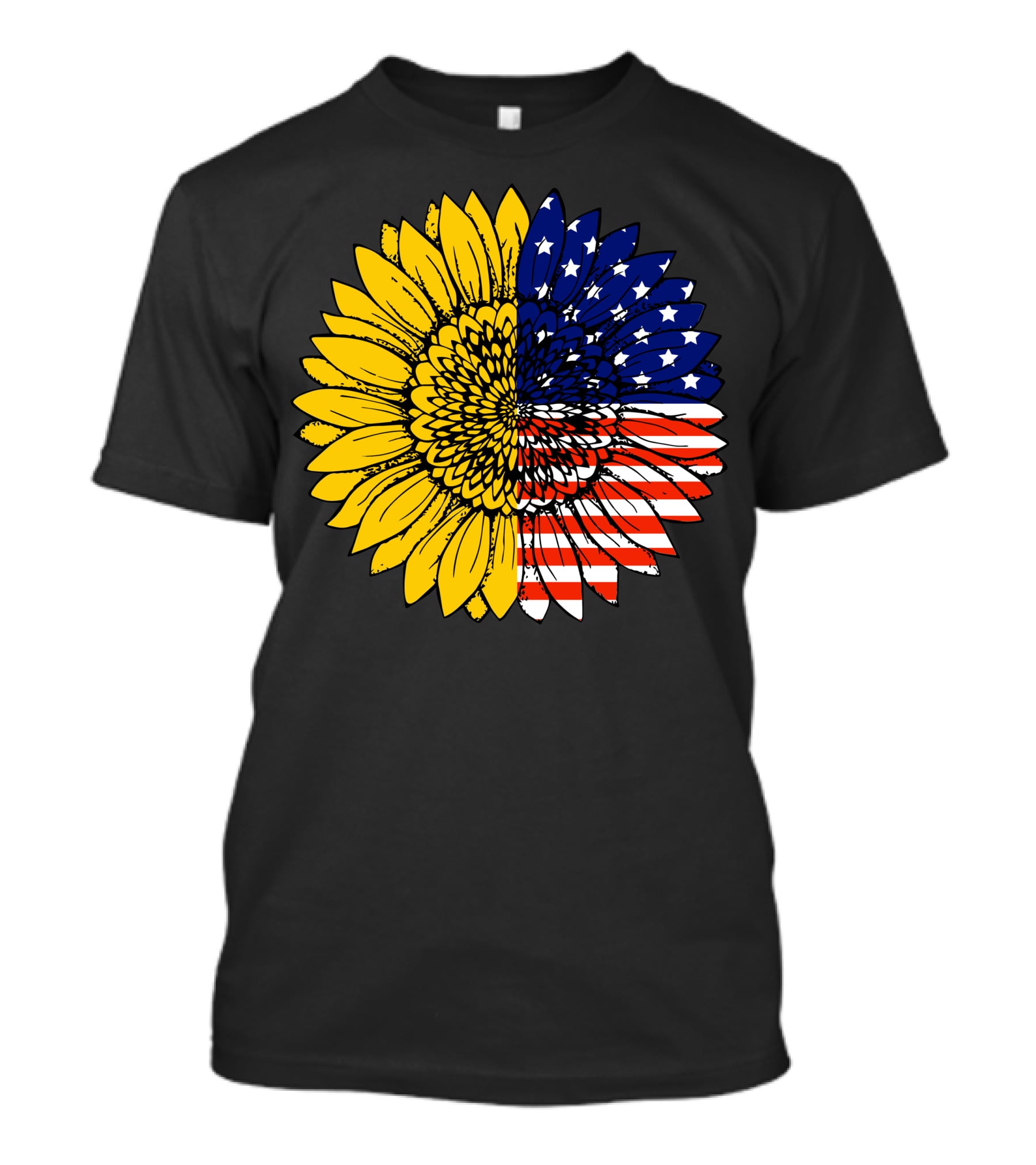 American Flag Sunflower Icon License T-Shirt