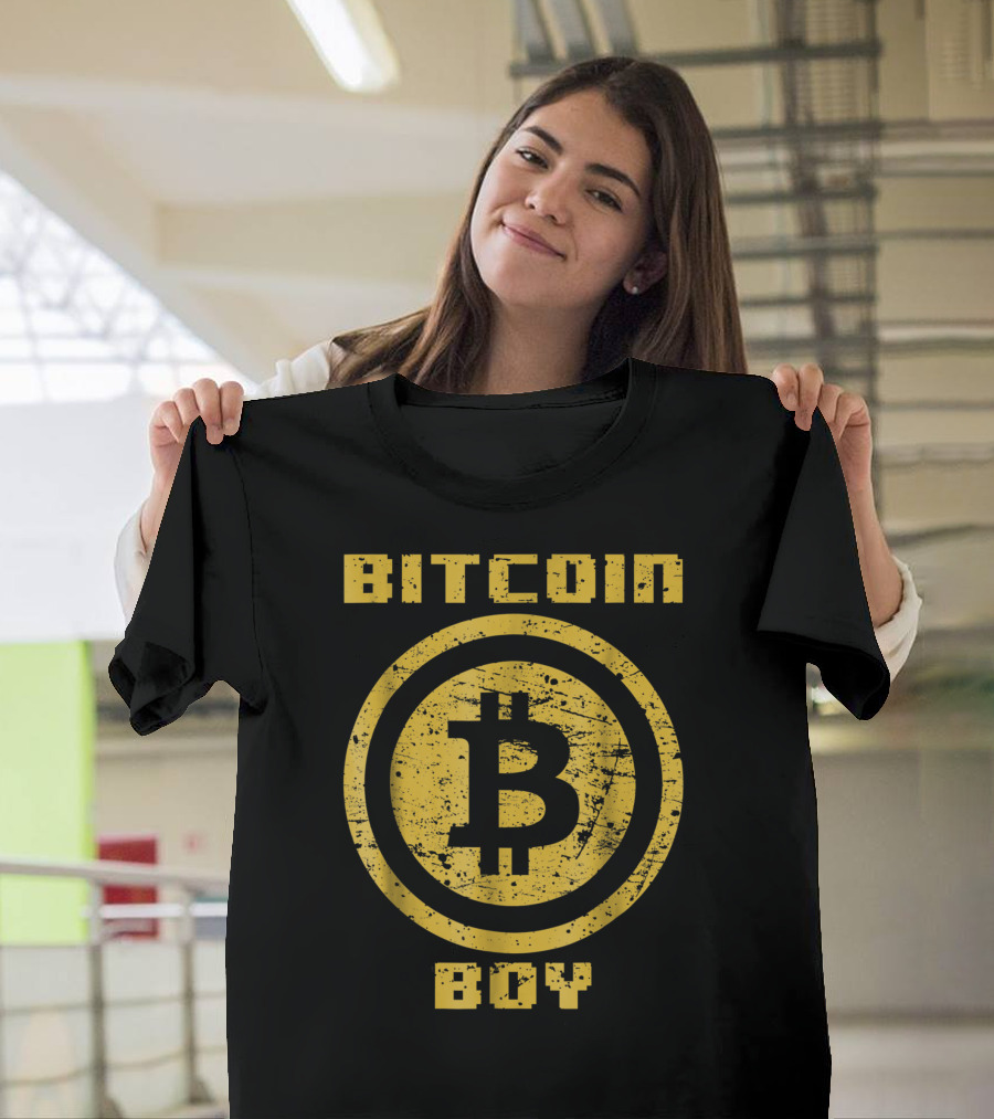 Bitcoin Boy Grunge Style Bitcoin Emblem T-Shirt