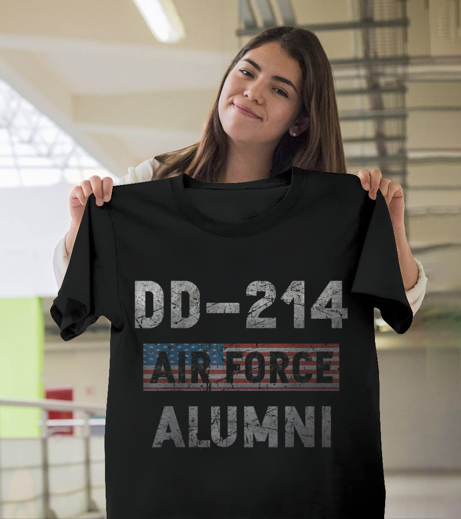 DD 214 Air Force Alumni Veteran American Flag T-Shirt