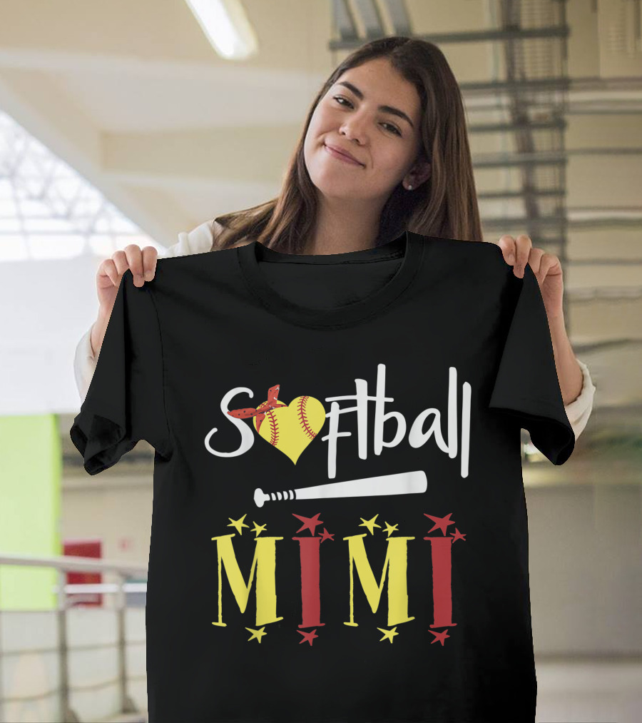 Softball Heart Bat Mimi Gift T-Shirt