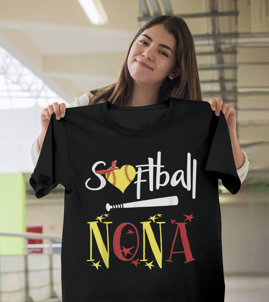 Softball Nona Heart Bat Star T-Shirt