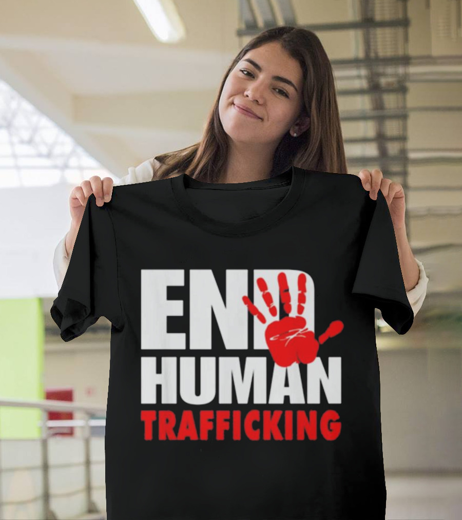 END HUMAN TRAFFICKING Red Handprint T-Shirt