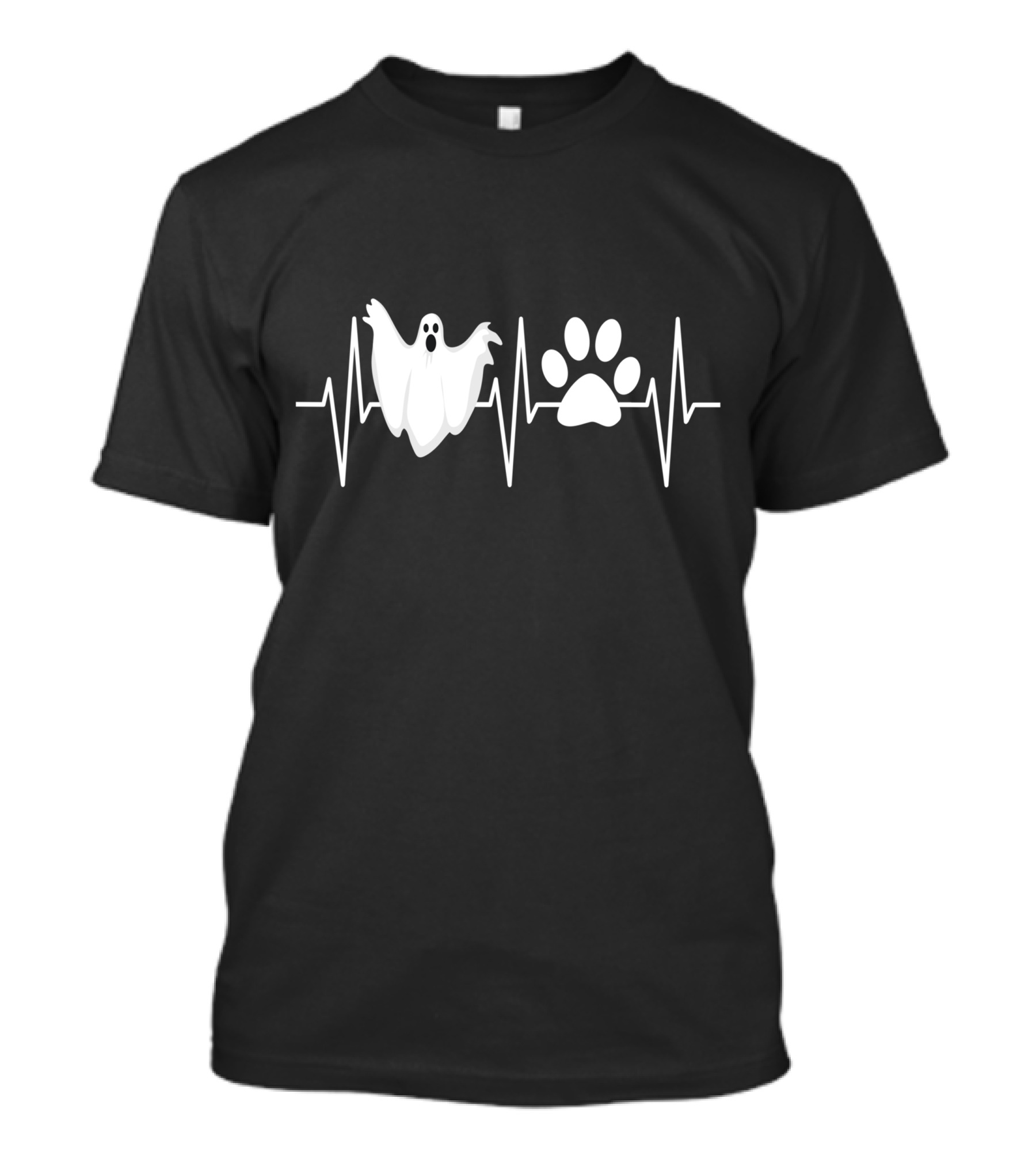 Dog Lover Ghost Hunter Heartbeat Pawprint Ghost T-Shirt