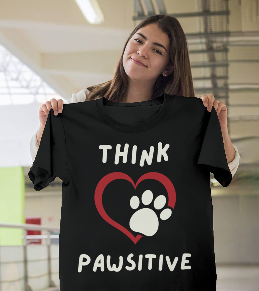 Think Pawsitive Dog Paw Heart T-Shirt