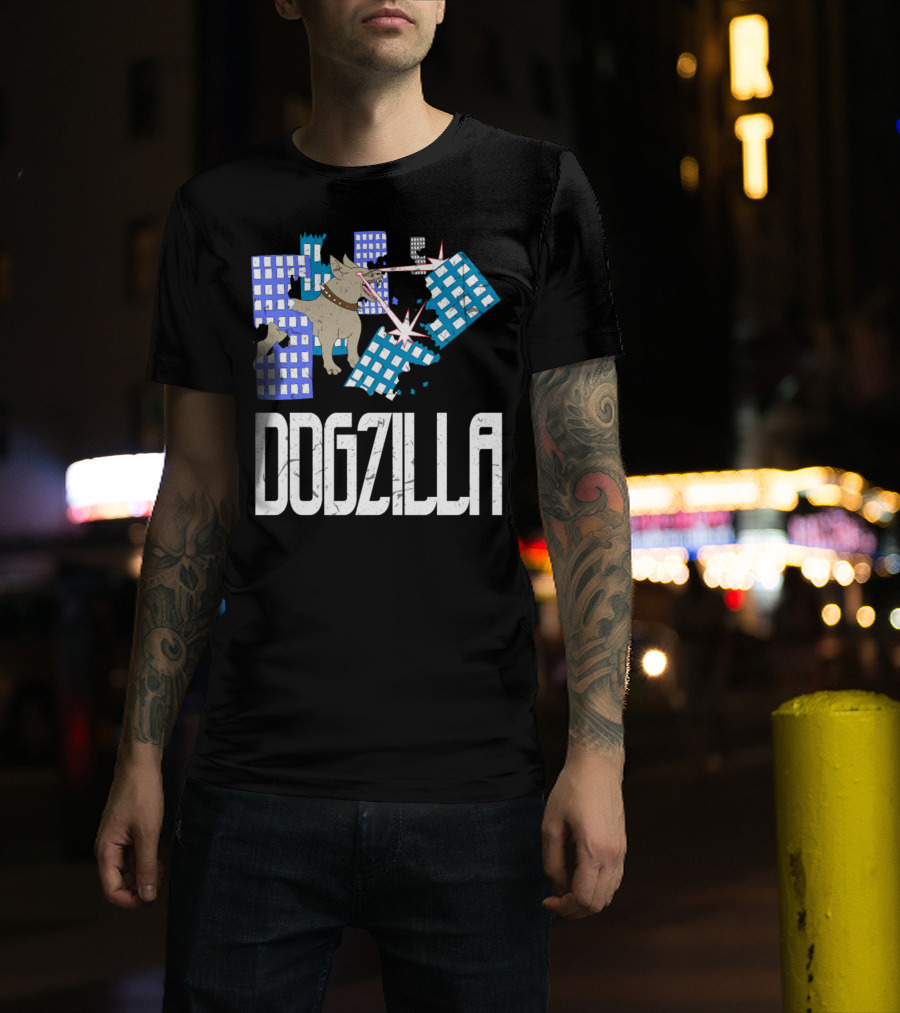 DOGZILLA Laser-Eyed Dog Rampaging Through Skyscrapers T-Shirt