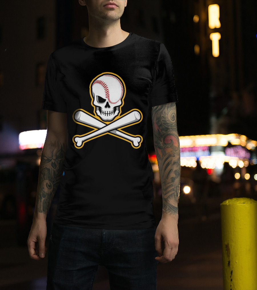 Skull Baseball Bat Crossbones Sports T-Shirt