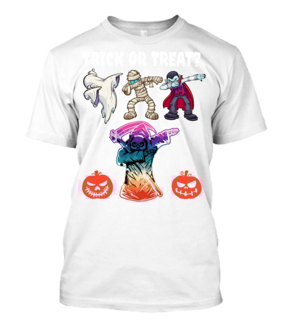 Halloween Dabbing Trick Or Treat Ghost Mummy Vampire Grim Reaper Pumpkins T-Shirt