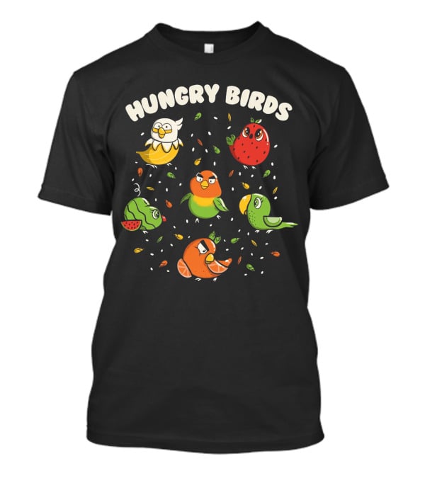 Hungry Birds Parrots Fruit Characters T-Shirt