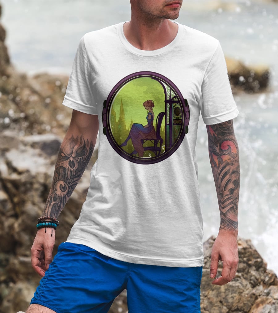 Thoughtful Rest In Tranquil Art Nouveau Serenity T-Shirt