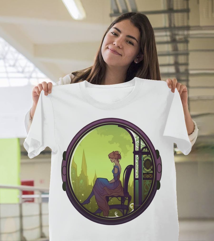 Thoughtful Rest In Tranquil Art Nouveau Serenity T-Shirt
