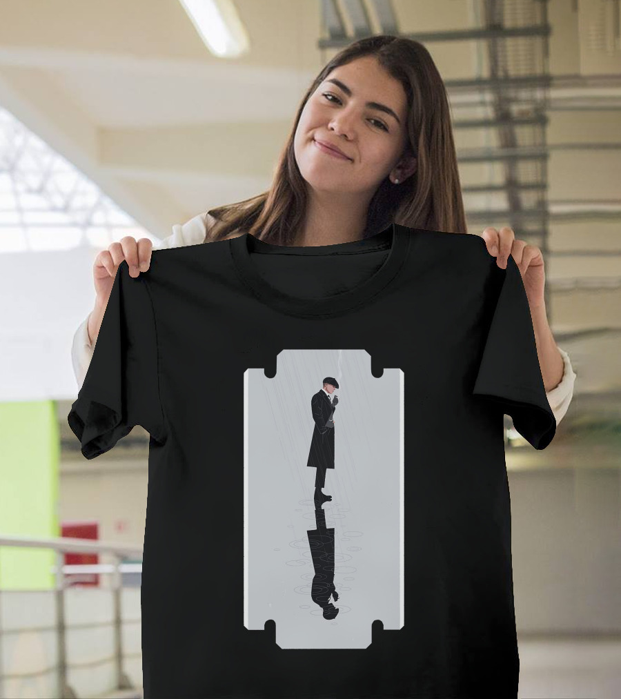 Thomas Shelby Reflective Razor Blade Shadow Image T-Shirt