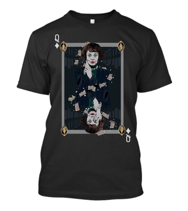 Polly Gray Queen Of Diamonds Playing Card T-Shirt