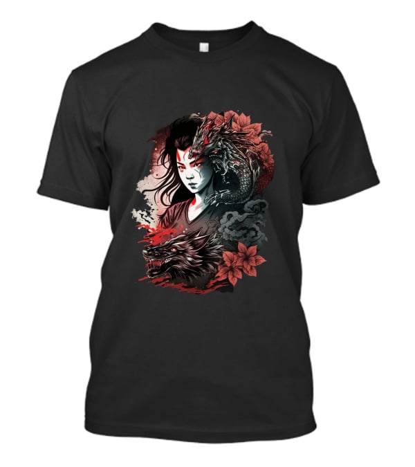 Dragon Boy Red Lotus Warrior With Dragon And Wolf Elements T-Shirt