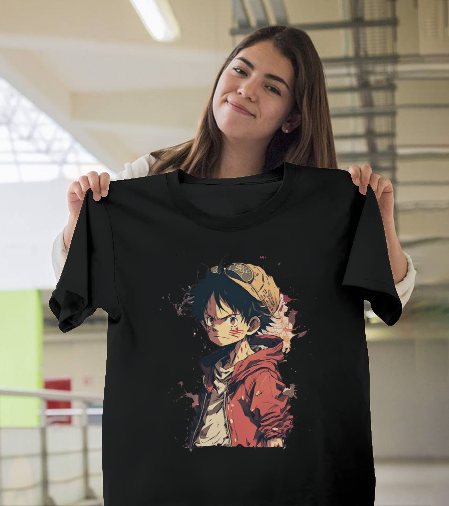 Luffy Kid One Piece Straw Hat Red Jacket Character T-Shirt