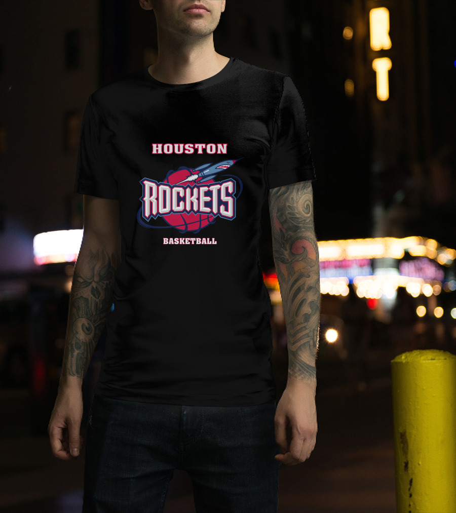 Houston Rockets Basketball Shark Rocket T-Shirt